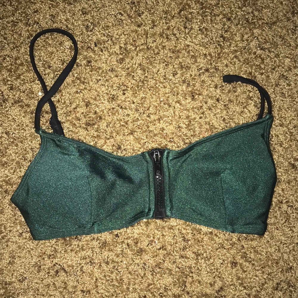Dark green/ black bandeau bikini top